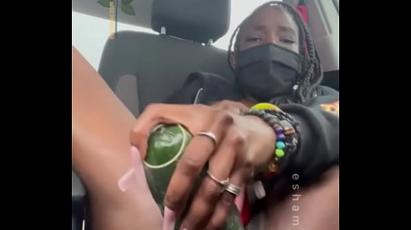 petite ebony fucks squirting pussy with cucumbers