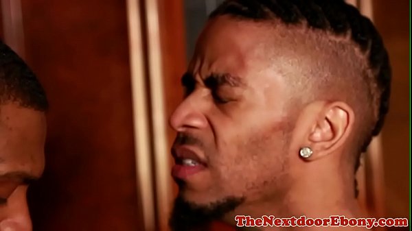 Buff ebony gay hunks anal fuck after playing pool